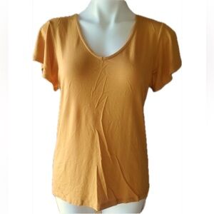 Rachel Zoe Gold Flutter Sleeve Top.